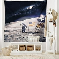 Svemirsko tapiserija, astronaut na mjesecu sa američkom zastavom Invasion Cosmonaut Mission Fotografija,
