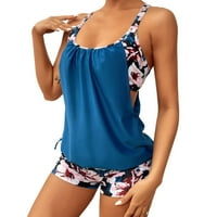 B91XZ Womens Plus size Žene za kupaći kostim od ispisanih kupa kupaći kostim sa mornaricom Boyshort