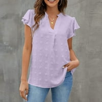 Ženske bluze Šifonske bluze Flowy košulje ruffle rukave Top V izrez Dressy Casual Tunic Majice plus
