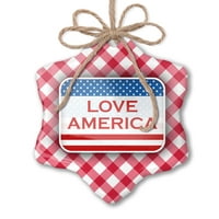 Božićni ukras ljubav Amerika Četvrta jula Zastava Crveni plaid Neonblond
