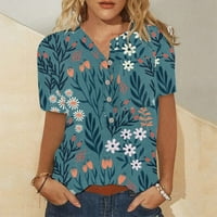 Ženska bluza Ljetna cvjetna uzorka Bluza za bluzu s kratkim rukavima Udobne cipele Comfy Dressing Shirts