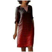GDFUN Ženski ljetni gradijent Ispiši V-izrez Half ruševe haljine haljine ženske haljine