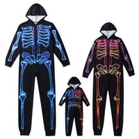 Wytyjxccyy Porodica Halloween Skeleton Pajamas Smiješni patentni patentni patentni patentni patentni
