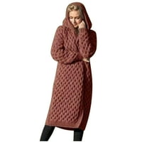 Ženska modna casual topla kapuljača Čvrsti kaput dugačak gornji odjeći Duks pleteni kardigan hot6sl4490843