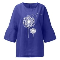 iopqo majice s dugim rukavima za žene Ljeto pamučno posteljina gornja moda plus veličine majica okrugli