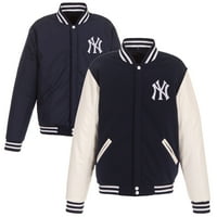 Muški JH dizajn mornarica New York Yankees Reverzibilna jakna od flisa sa valovima