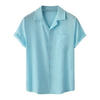 Bluza za muškarce čišćenje muškaraca casual tipke čvrsto sa džepnim pauzicom s kratkim rukavima bluza