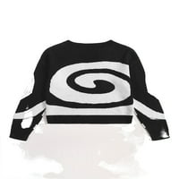 Ležerni grafički ispisiv pulovere za okrugli vrat dugih rukava crno-bijeli džemperi