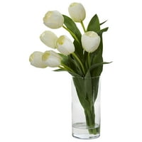 Skoro prirodni tulipan umjetni aranžman u cilindru vazi