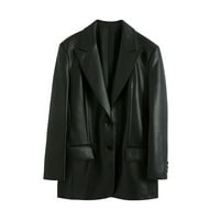 Vrhovi za žene casual dugi rukav ugodan labavi modni pad uštede kaputa crna S-6XL