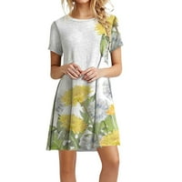 Ženske ležerne haljine s kratkim rukavima ljetna haljina s cvjetnim printom