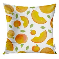 Žuti prehrambeni akvarel ručno izvučeno breskve uzorak svježe voće bacaju jastučnicu za jastuk