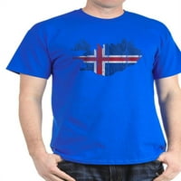Cafepress - Zastava Islanda i mačka tamna majica - pamučna majica