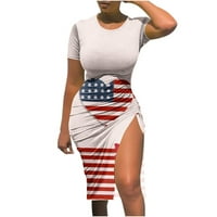 Haljina za ženska haljina patriotske američke zastave prugasta haljina 4. jula Dan neovisnosti Dress