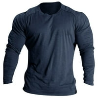 Muške majice pune boje okruglog vrata s dugim rukavima mišićna majica mišića
