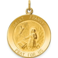 14k žuto zlato Saint Francis Medalj privjesak napravljen u Sjedinjenim Državama XAC226