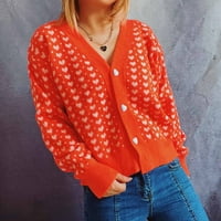 Smanjeni gumb za džemper sa ženskim džemper s V-izrezom pulover pune boje udobnosti dugih rukava dugih