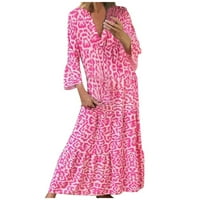 Ljetne haljine plus maxi haljina dugačka kuća za odmor Boho Leopard Paisley Print Pink XL