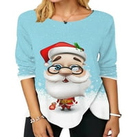 Rejlun Dame Tee Santa Claus Print T Majica Nepravilna majica za majicu Odjeća Tunic Bluza Merry Božićno