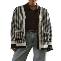 Biekopu Ženski gumb Up džemper, casuales Houndstooth print pleteni kardigans topla jesena pletiva za