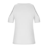 Knosfeške ženske V izrez hladne ležerne bluze košulje od pune boje Ljeto kratkih rukava XL