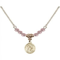 Ogrlica sa pozlaćenim na Hamilton W Light Rose Pink Oktobar mjesec rođenja Kamene perle i sveta Lucija