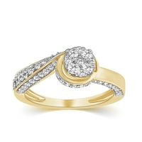 Za vas 0. Carat bijeli prirodni dijamant u 14K žutog pozlaćenog ruševog prstena za uključivanje halo