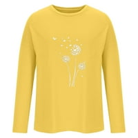 Ženska klasična cvjetna print Crewneck s dugim rukavima slobodna vrhova s ​​majicom plus veličina bluza