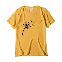Plus size za žene za žene Dandelion Print Ladies Spring Tops Crew Crt Werts Radne majice sa čipkom labavim