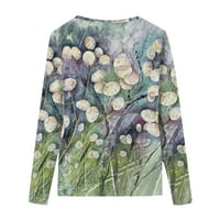 Ženske majice vrhovi moda plus veličine casual v-izrez labave cvjetne košulje dugih rukava, pulover