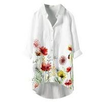 Ženski gumb s dugim rukavima LEPEL Džep za ispis TOP bluza Y2K majica Tropical Tops Rockabilly Duks