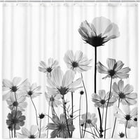 Siva siva tuš zavjesa, rustikalna elegantna cvjetna siva tratinčica za cvijeće za cvijeće, slatka divljač