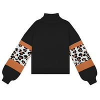Ženski pulover džemper Turtleneck Colorblock Leopard pletenje dugih rukava Leopard Jesen zimski džemper