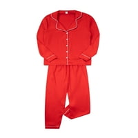Božićne pidžame za obitelj, crveno satenski svileni gumb Prednja odjeća za spavanje roditeljskog djeteta