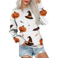 Strungten ženska casual moda Halloween Print Dugi rukav Džepni pulover za O-izrez TOP BLOUSE