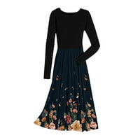 Ženska modna haljina dama Ležerna stilska odjeća s dugim rukavima o vratu cvjetne dame labave majica