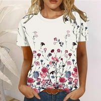Košulja za ženske ležerne ljeto labuvo pulover Tunds Trendy cvijeće tiska s kratkim rukavima kraljevske