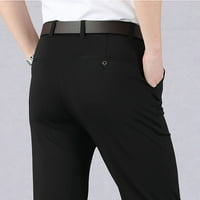 Hupta pantalone za muškarce tanke pantalone čvrste boje visokog struka elastične povremene poslovne
