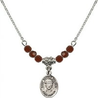 Rodijumska ogrlica s crvenim sijernskom rodnom mjesecu kamene perle i svetog Damien of Molokai Charm