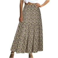 Rewenti suknja za žene Štampanje casual ruched ruffles elastične strukove suknje ljubičaste 8