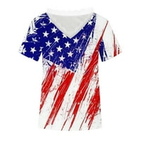 HFYIHGF 4. srpnja Košulje za žene Čipka V-izrez kratki rukav Američka zastava Najbolje patriotske zvijezde