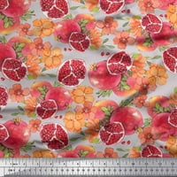 Soimoi Japan Crepe Satin Tkaninski listovi, cvjetni i šipak plodovi od tiskane zanatske tkanine pored