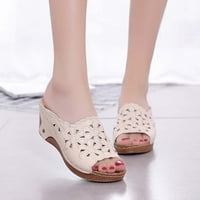 Ženske papuče za čišćenje Žene izdubljene visoke pete Debele platforme cipele Papuče Bež 5.5