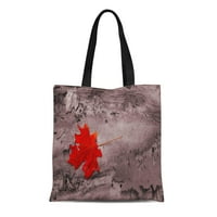 Canvas Tote torba crveni zion list na crno-bijeli javorovski pješčani kamen za ponovni torba za ponovnu upotrebu ramena Trgovinske vrećice