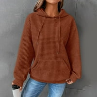 Y2K dukseve za teen djevojke s kapuljačom s kapuljačom pulover pulover vafle pletene duksere duge rukave