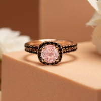 1. Carat breskva ružičasta stvorena morgatita i crni dijamantni angažman mladenke za vjenčani prsten