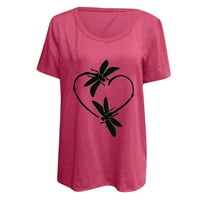 Prodajne majice za žene Teen Grils Modna odjeća V-izrez Tee Majica Love Dragonfly Print Casual Comfy