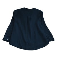 Dugme za majice dolje na vrhu Henley bluza Žene Ležerne prilike Tunika Majica Business Blue M