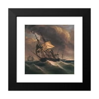 Frederic Rou Crna modernog uokvirenog muzeja Art Print pod nazivom - Jedrenje brod u oluji