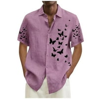 Muška majica Muška ljetna kratka tanka modna majica prozračne muške košulje Pink XL